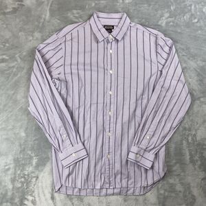 Michael Kors Button Up Dress Shirt Mens Lilac Purple Check Striped (15.5) 32/33